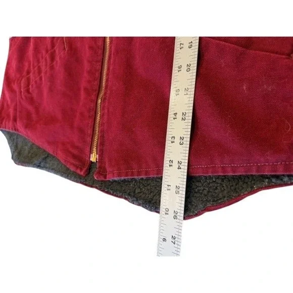 Carhartt V13 CRI Crimson Red Duck Vest Grey Sherpa Lining Workwear Rare 2XL USA - Picture 9 of 10